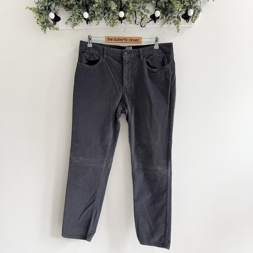 Men’s Faherty Grey Straight Leg Corduroy Pants 34 ZZ